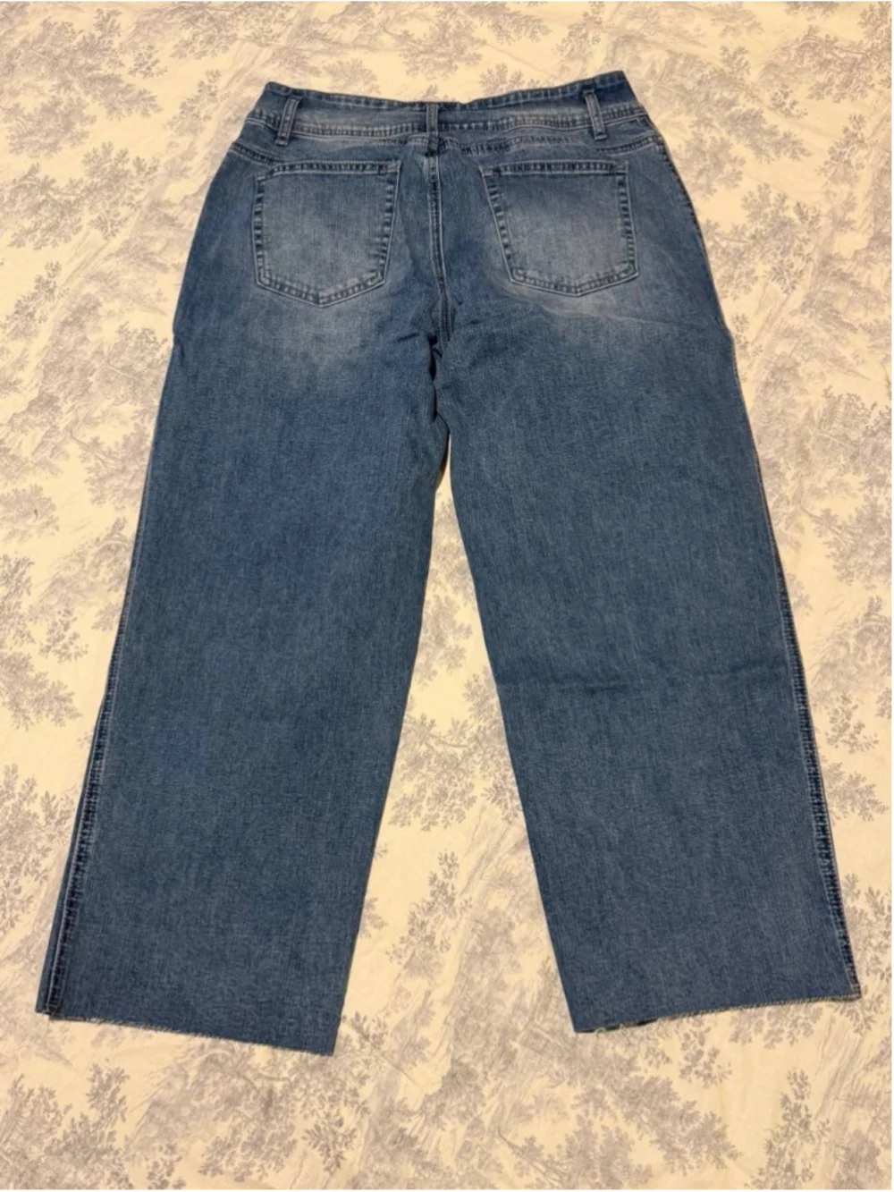 Flamingals High Rise Straight Leg Jeans for Women Wash Raw Hem L